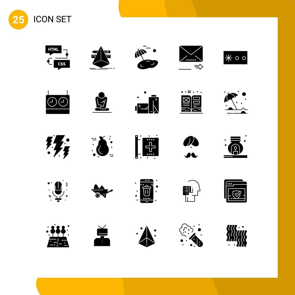 conjunto de 25 iconos de interfaz de usuario modernos signos de símbolos para herramientas de navegación de contraseña elementos de diseño vectorial editables de primavera hacia adelante vector