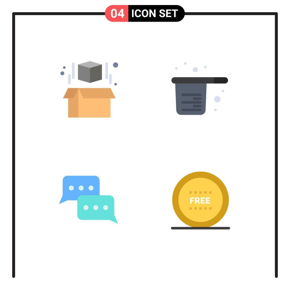 User Interface Pack of 4 Basic Flat Icons of box communication baking cups message Editable Vector Design Elements