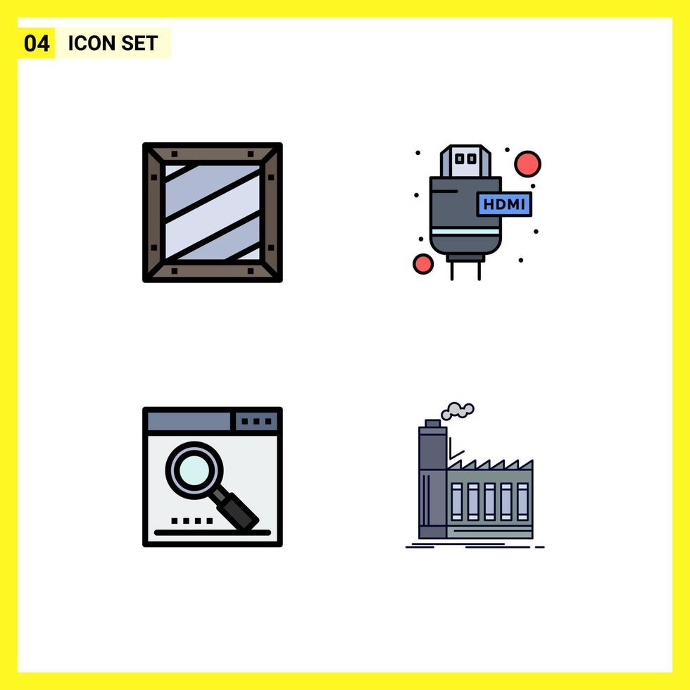 Group of 4 Filledline Flat Colors Signs and Symbols for box media development extension page Editable Vector Design Elements