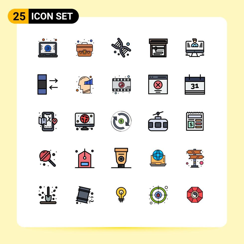 Modern Set of 25 Filled line Flat Colors and symbols such as report computer bio user machine Editable Vector Design Elements