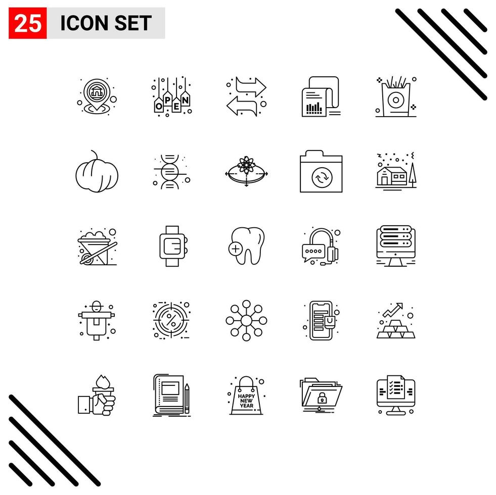 Pack of 25 Modern Lines Signs and Symbols for Web Print Media such as list data tag checklist left Editable Vector Design Elements