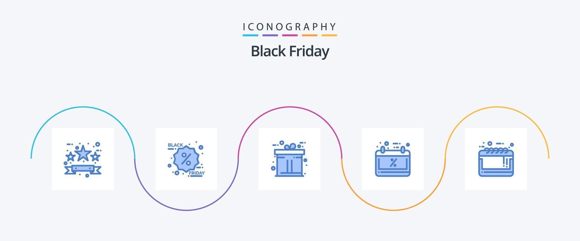 Black Friday Blue 5 Icon Pack Including grand sale. calendar. black friday. schedule sale. calendar vector