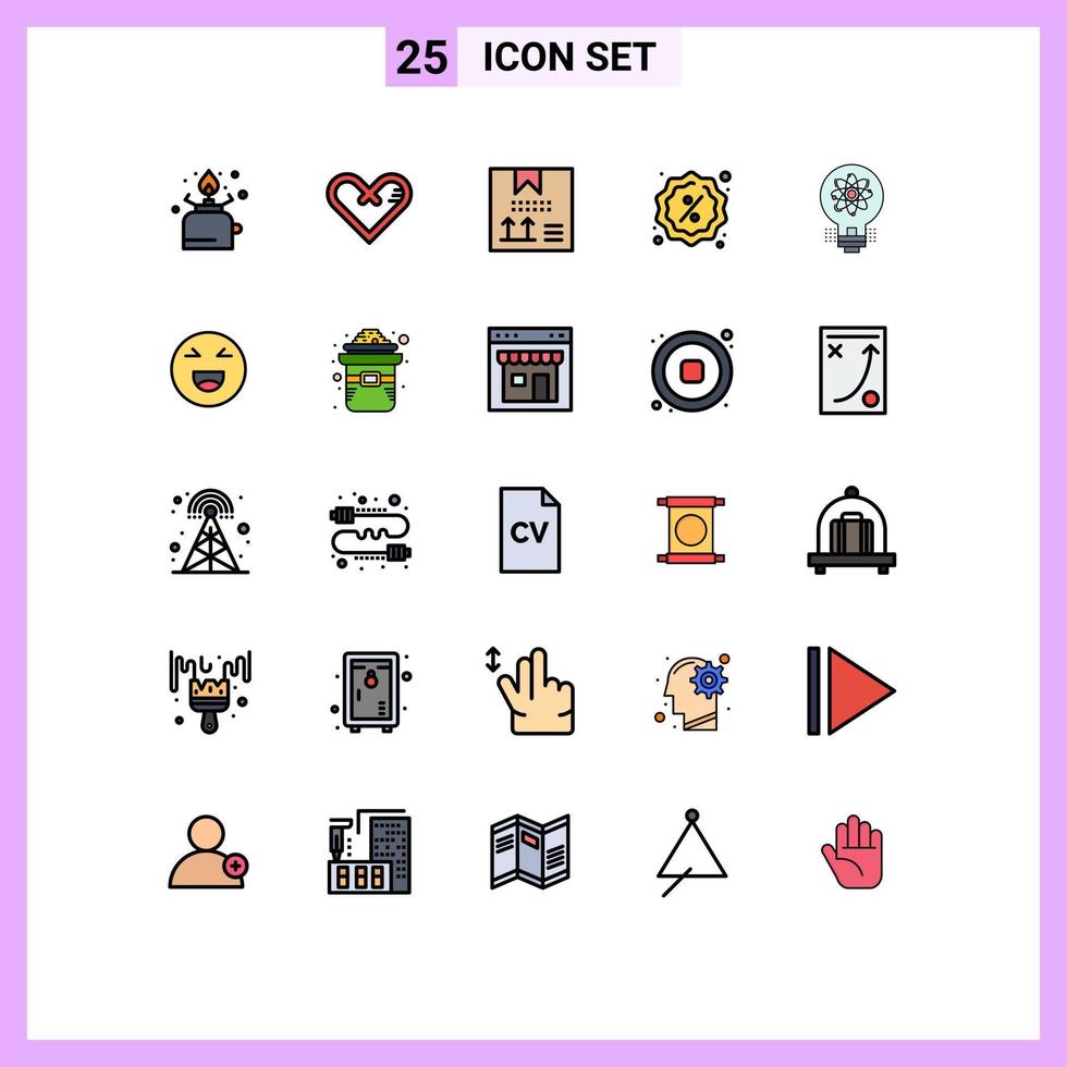 Modern Set of 25 Filled line Flat Colors and symbols such as sale badge gift programing design Editable Vector Design Elements