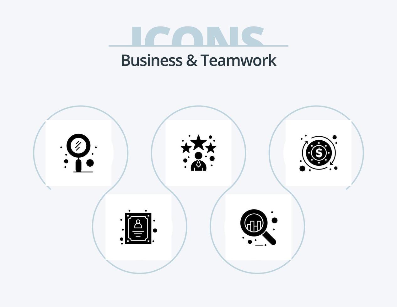 diseño de iconos del paquete de iconos de glifo de negocios y trabajo en equipo 5. negocio. estrella. escanear. gerente. avatar vector
