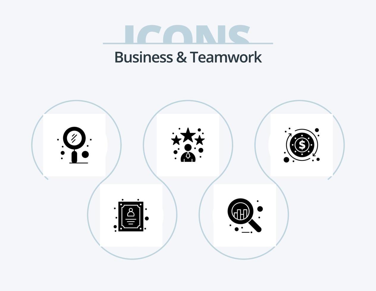 Business And Teamwork Glyph Icon Pack 5 Icon Design. business. star. scan. manager. avatar vector