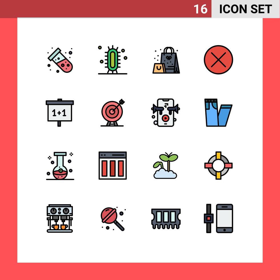 Universal Icon Symbols Group of 16 Modern Flat Color Filled Lines of sign dollar study close surprise Editable Creative Vector Design Elements