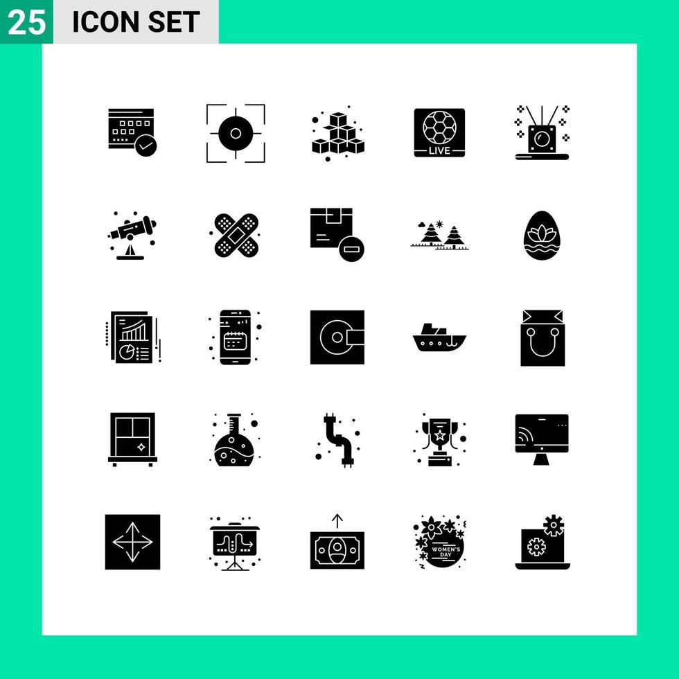 Stock Vector Icon Pack of 25 Line Signs and Symbols for game play crosshair game box Editable Vector Design Elements