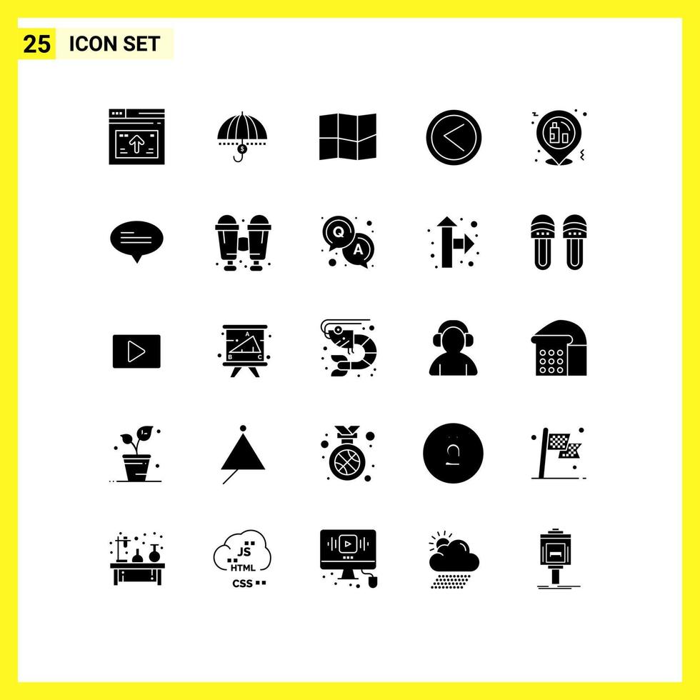 Solid Glyph Pack of 25 Universal Symbols of left arrow money map support Editable Vector Design Elements