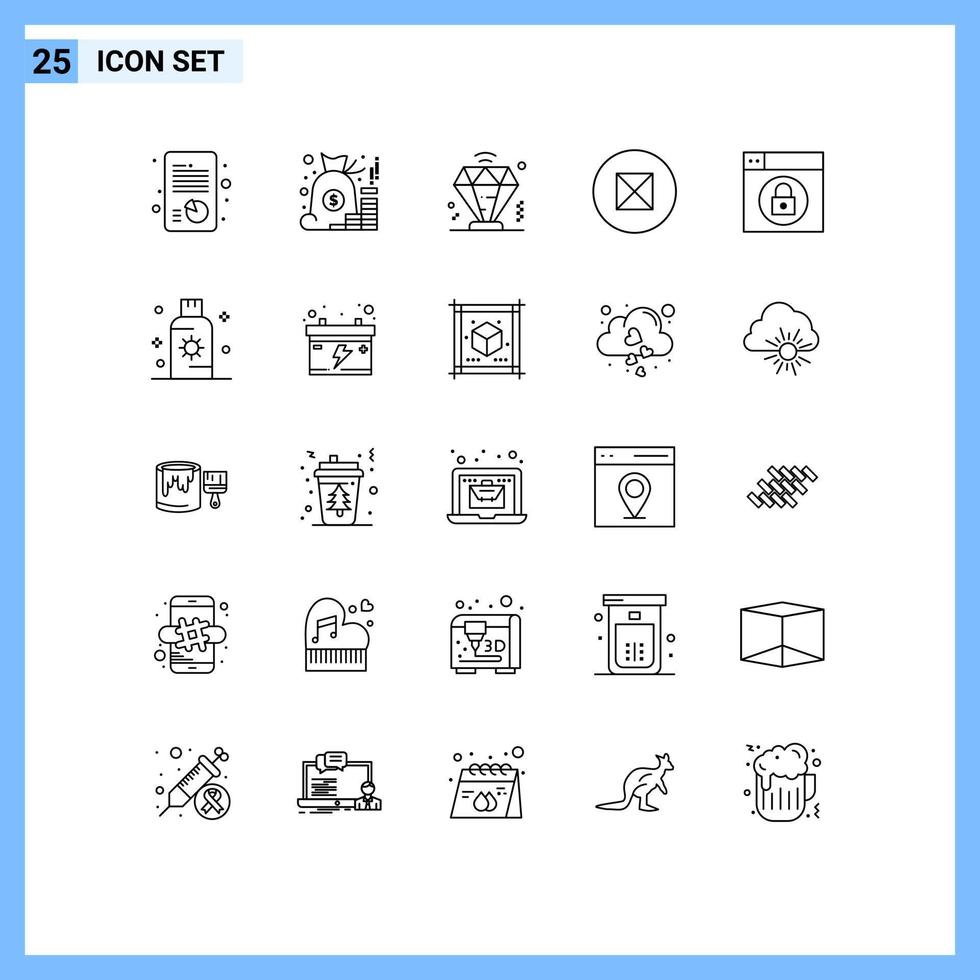 Set of 25 Modern UI Icons Symbols Signs for lock web saving symbols ancient Editable Vector Design Elements