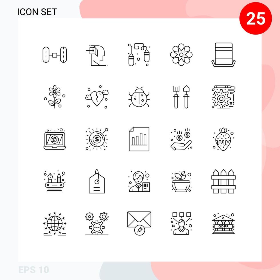 Set of 25 Vector Lines on Grid for top fashion exercise ramadan celebrate Editable Vector Design Elements
