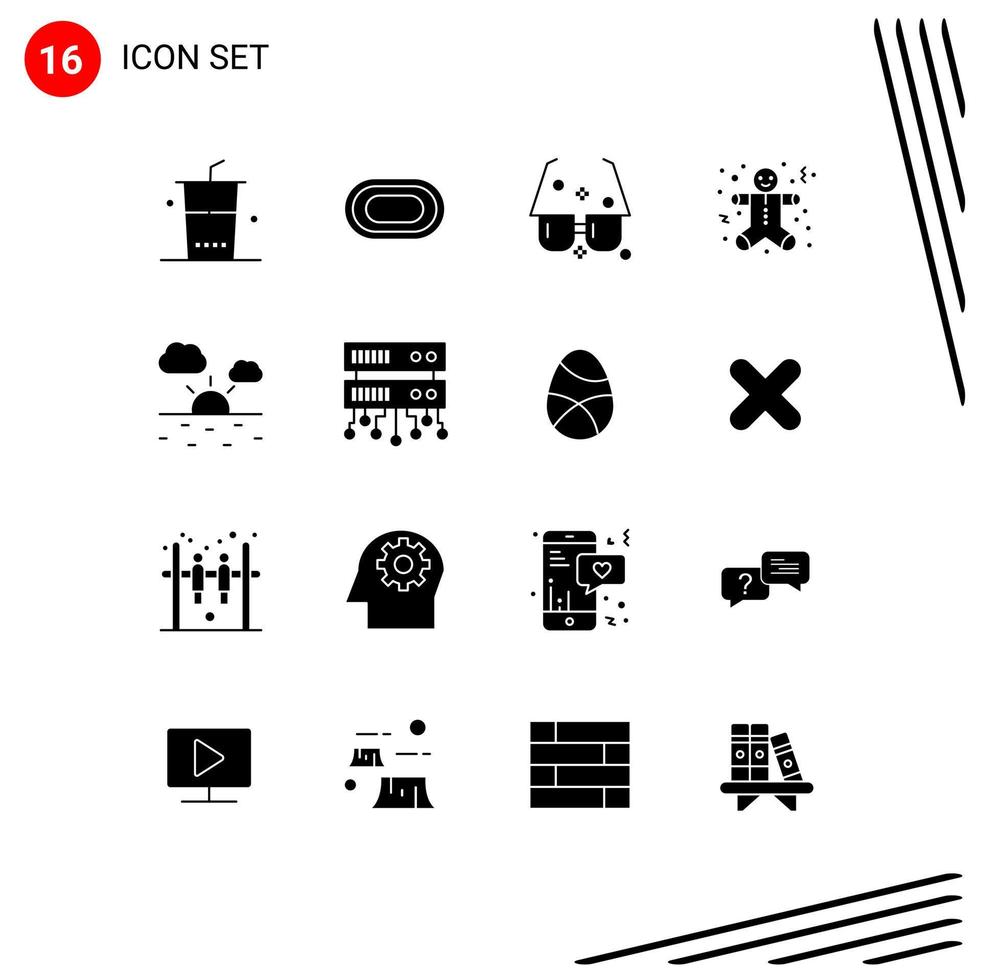 paquete de iconos vectoriales de stock de 16 signos y símbolos de línea para hombres de pan de jengibre en la nube anteojos gafas de sol de galleta elementos de diseño vectorial editables vector