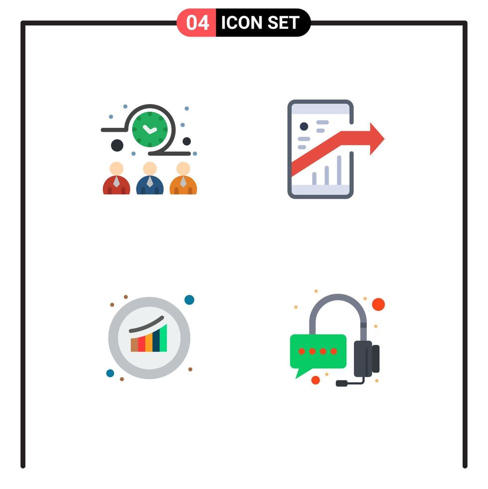 4 Flat Icon concept for Websites Mobile and Apps meeting graph workers marketing marketing Editable Vector Design Elements