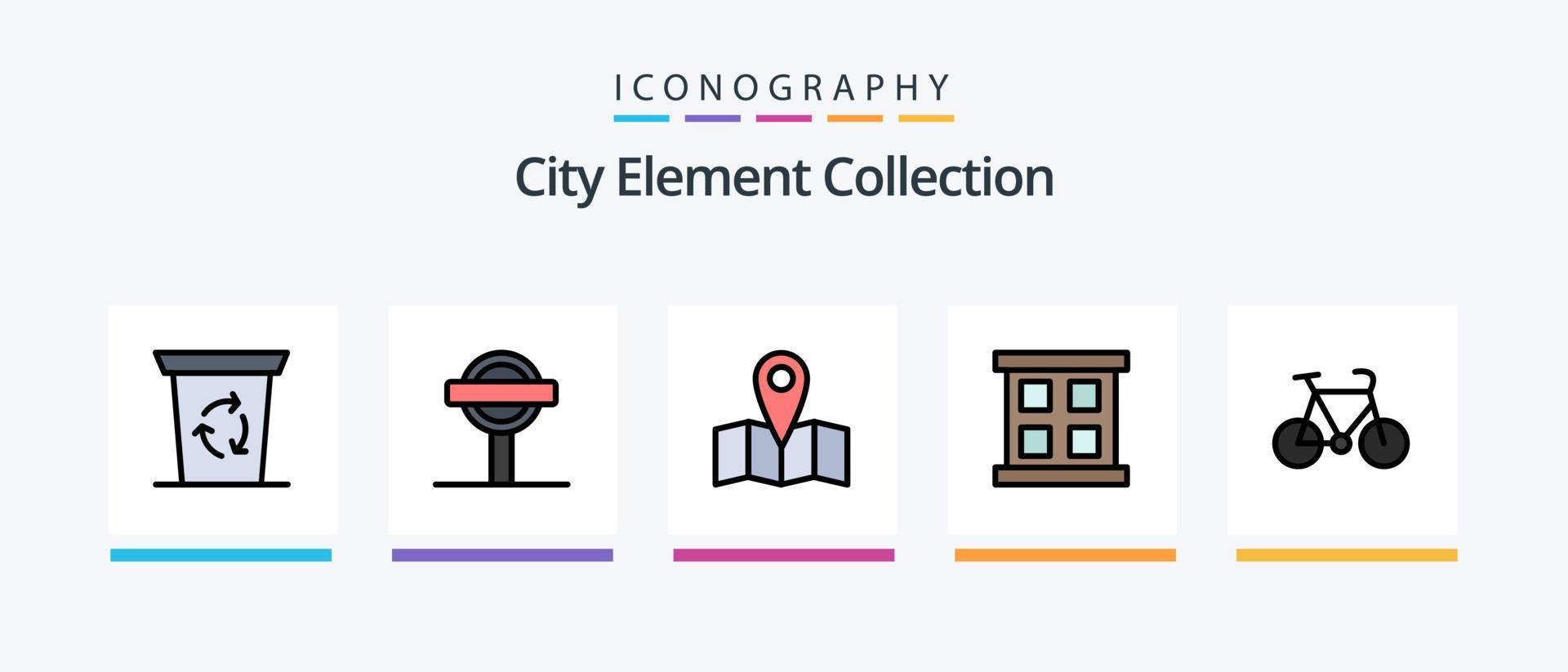 City Element Collection Line Filled 5 Icon Pack Including hotel . garden . journey. bag. Creative Icons Design vector