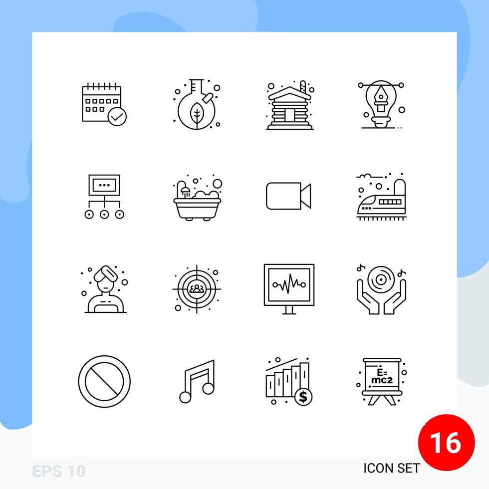 Stock Vector Icon Pack of 16 Line Signs and Symbols for artwork home leaf wooden house Editable Vector Design Elements