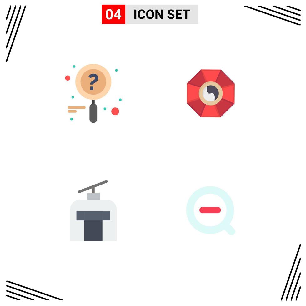 Group of 4 Modern Flat Icons Set for news traveling mirror chinese search Editable Vector Design Elements