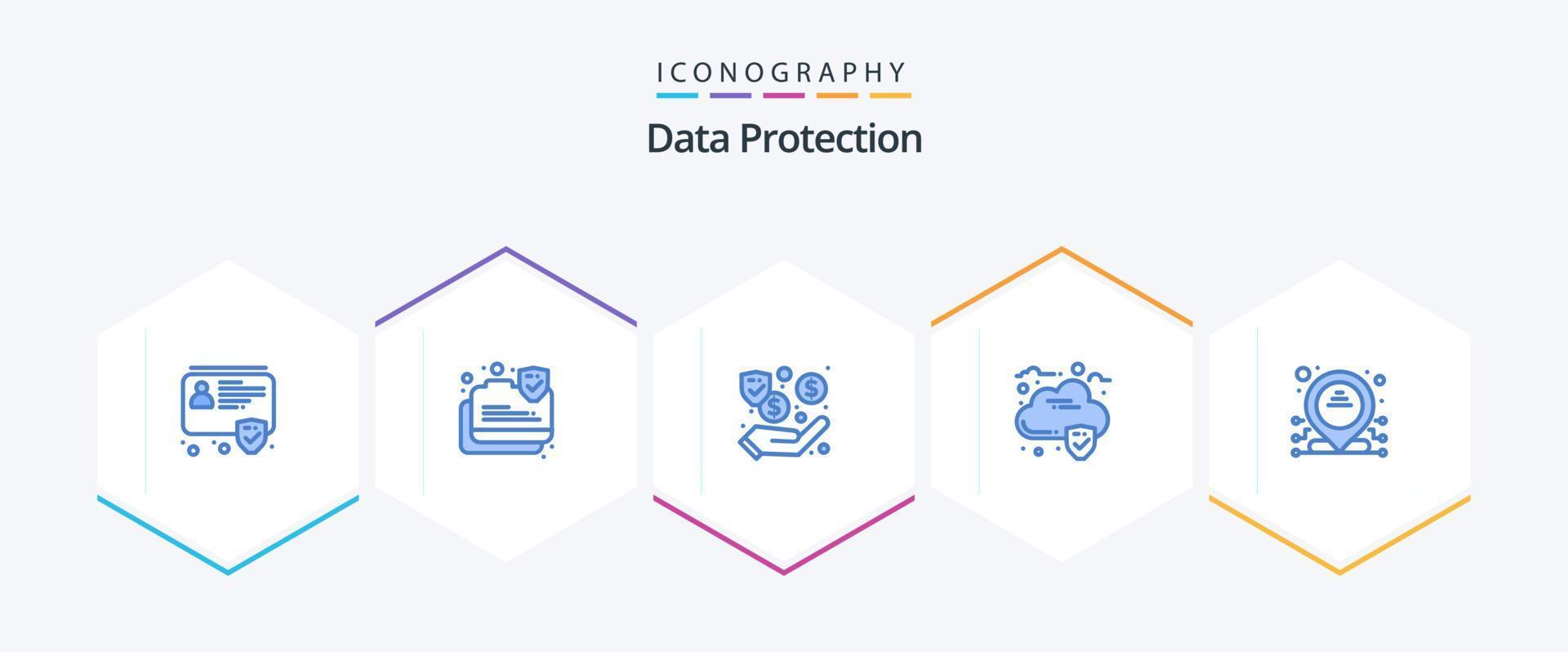 Data Protection 25 Blue icon pack including ip. address. dollar. security. cloud vector