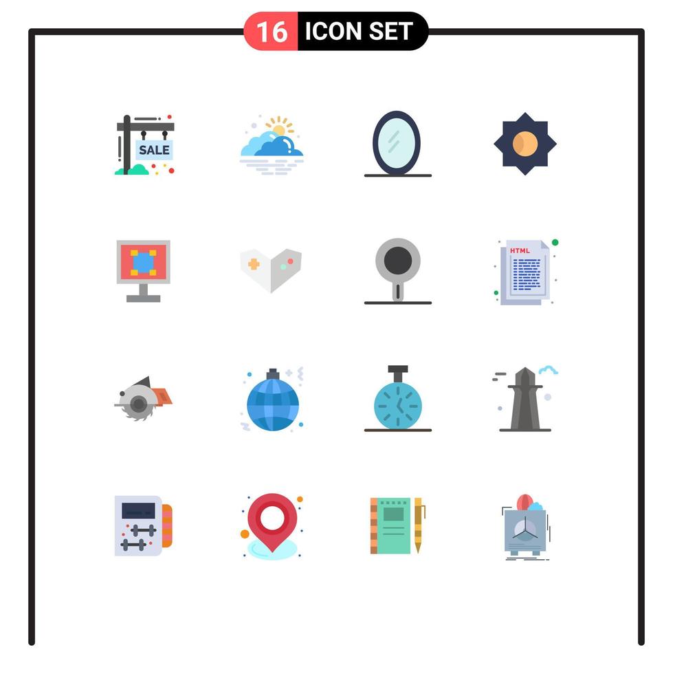 Group of 16 Flat Colors Signs and Symbols for design crop sun ui basic Editable Pack of Creative Vector Design Elements