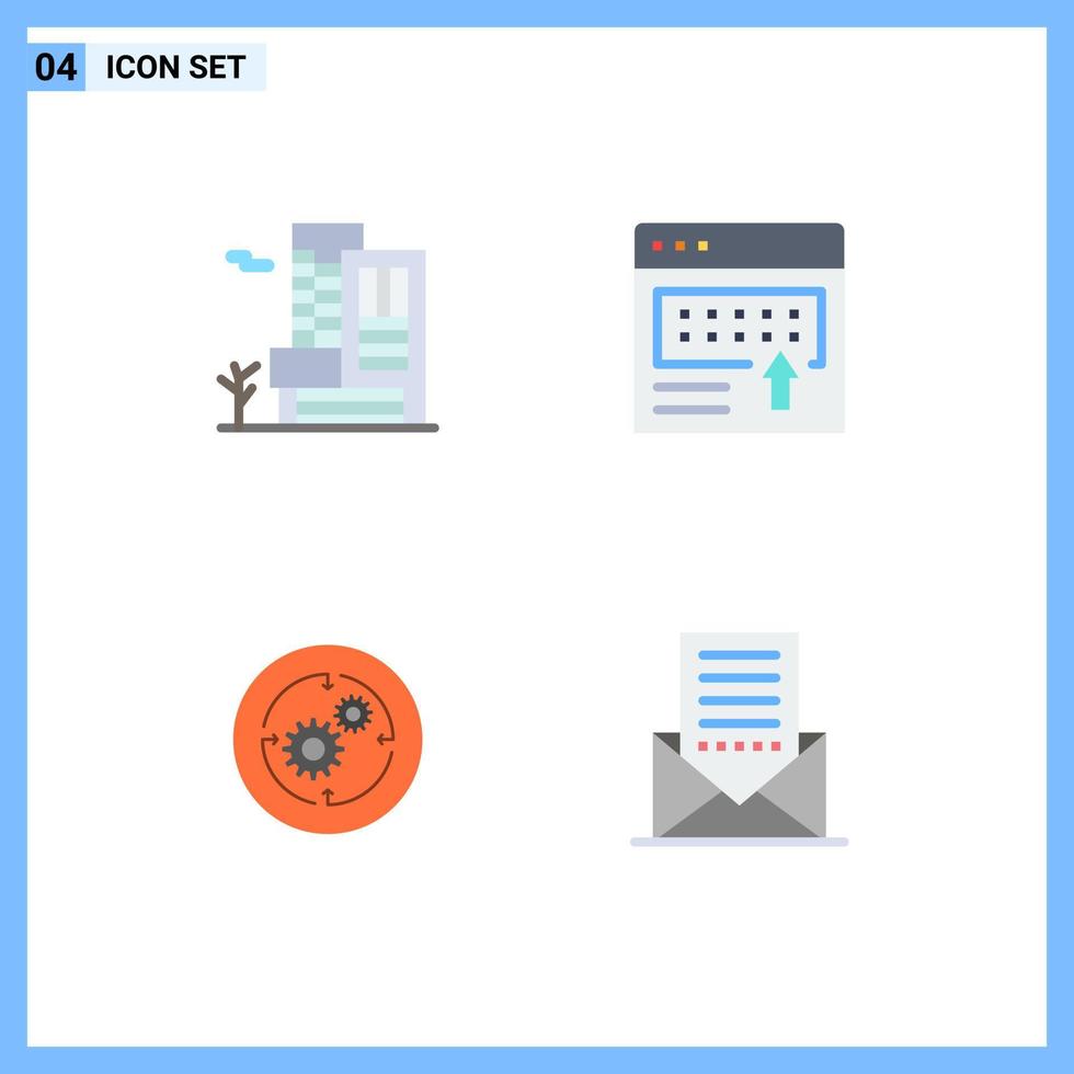 Modern Set of 4 Flat Icons Pictograph of office solution estate banner company Editable Vector Design Elements