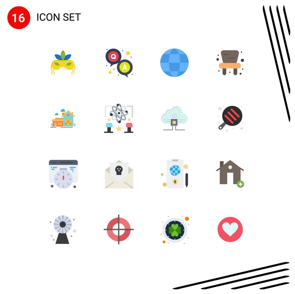 Group of 16 Modern Flat Colors Set for space home communication toy baby Editable Pack of Creative Vector Design Elements