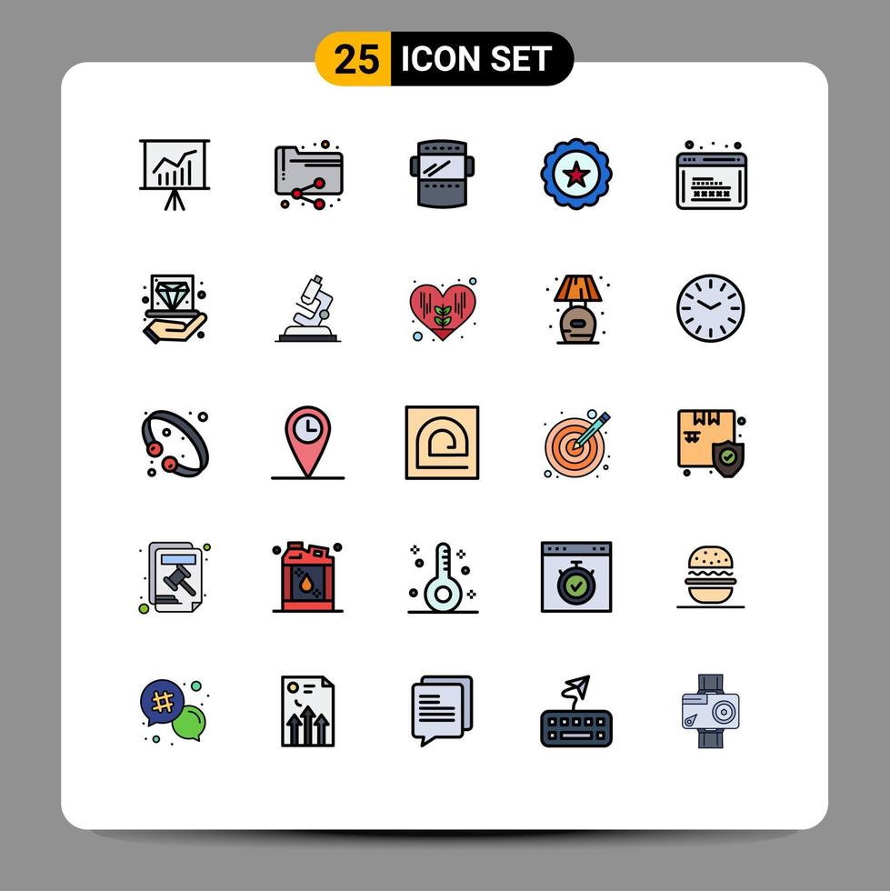 Set of 25 Modern UI Icons Symbols Signs for development usa welding mask sign glass Editable Vector Design Elements