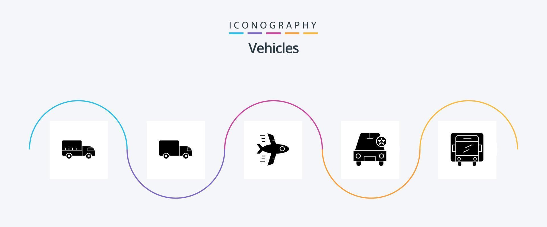 paquete de iconos de glifo 5 de vehículos que incluye . importante. camión vector