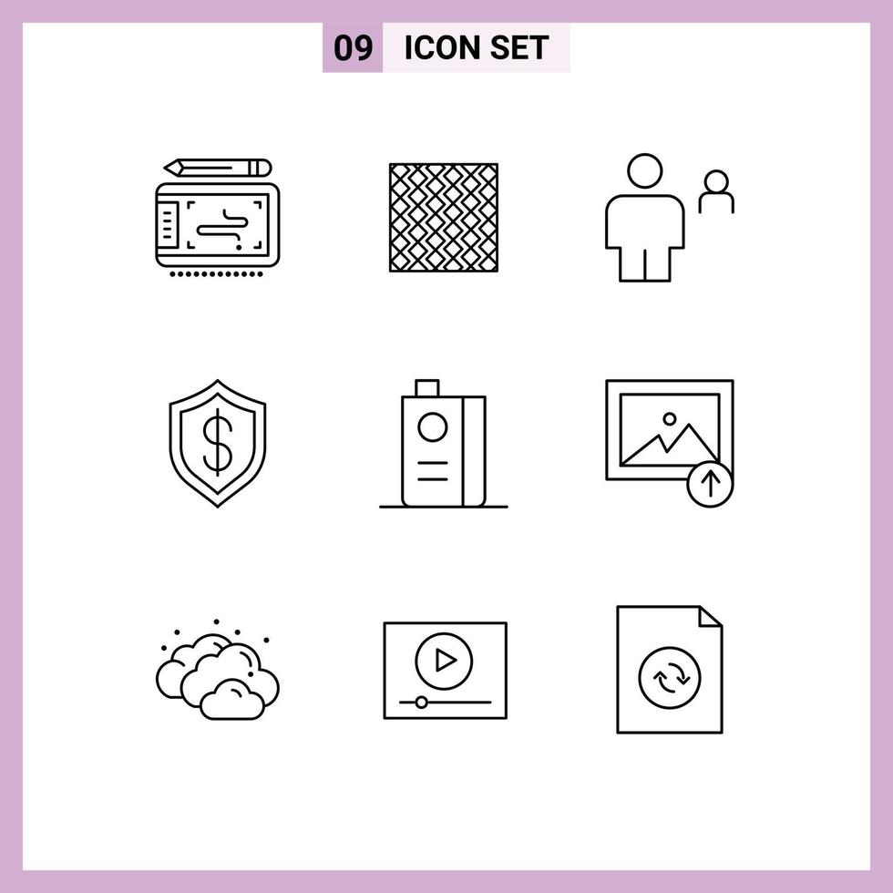 User Interface Pack of 9 Basic Outlines of cashless person stripes pair body Editable Vector Design Elements