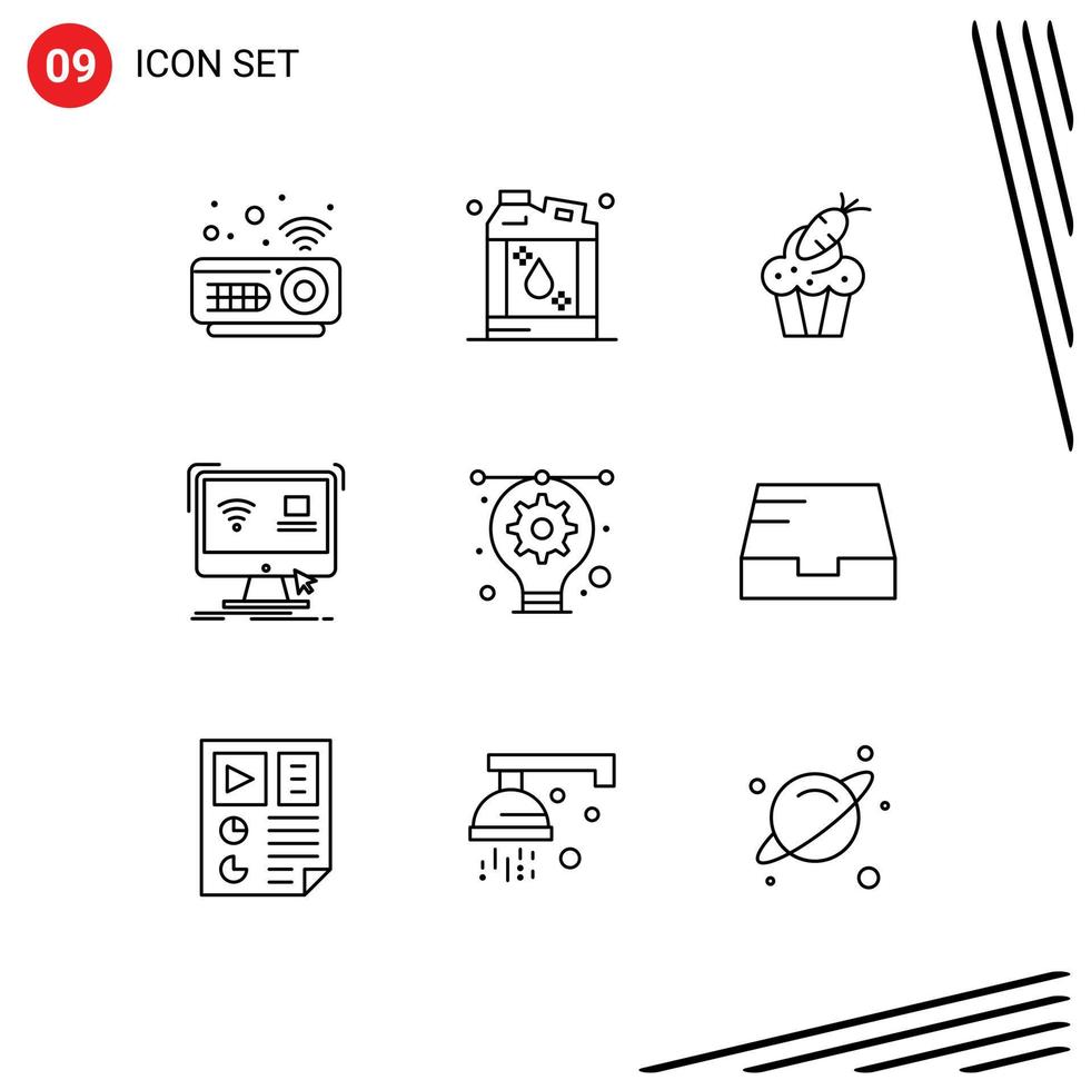 Universal Icon Symbols Group of 9 Modern Outlines of artwork remote cup monitor control Editable Vector Design Elements