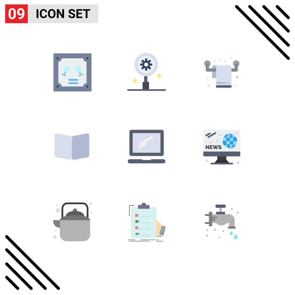 Set of 9 Vector Flat Colors on Grid for computer layout housekeeping page open Editable Vector Design Elements