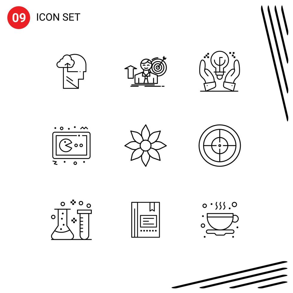 Modern Set of 9 Outlines and symbols such as console gaming growth game hand Editable Vector Design Elements