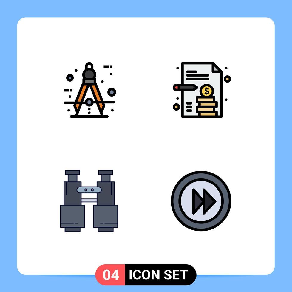 4 Universal Filledline Flat Colors Set for Web and Mobile Applications architect find measure business paper explore Editable Vector Design Elements