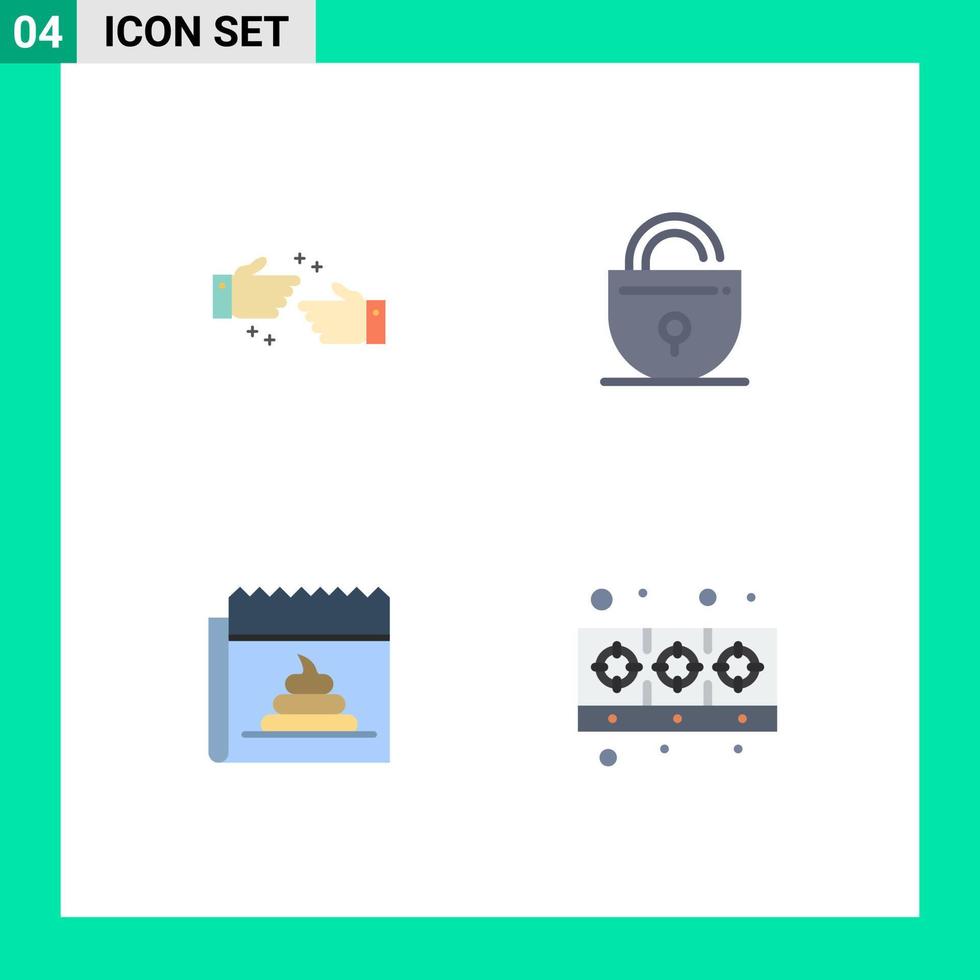 4 iconos creativos signos y símbolos modernos de apretón de manos periodismo de seguridad empresarial falso elementos de diseño vectorial editables vector