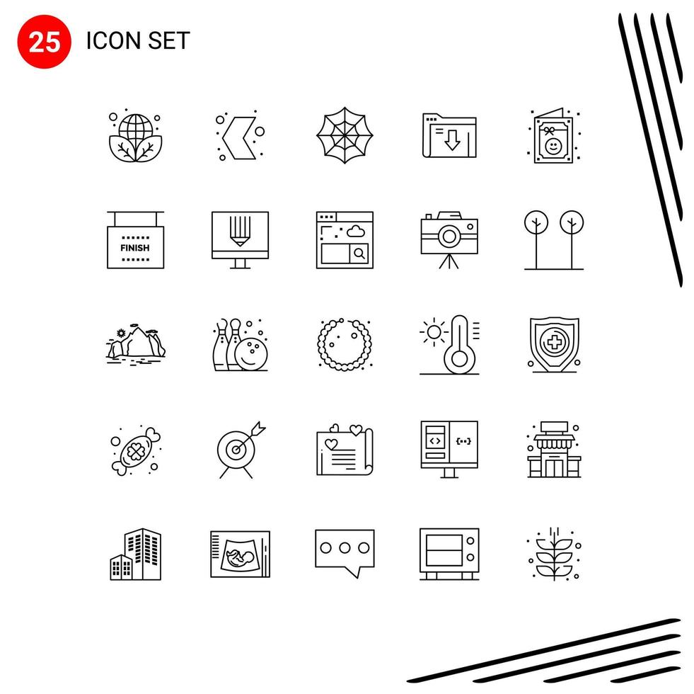 Modern Set of 25 Lines Pictograph of celebration download pointer server data Editable Vector Design Elements