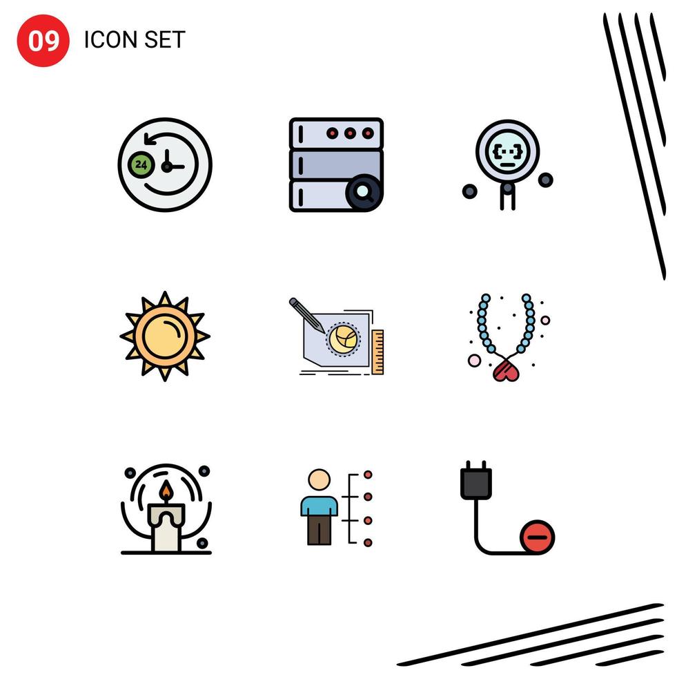 Set of 9 Modern UI Icons Symbols Signs for frame content development spring brightness Editable Vector Design Elements