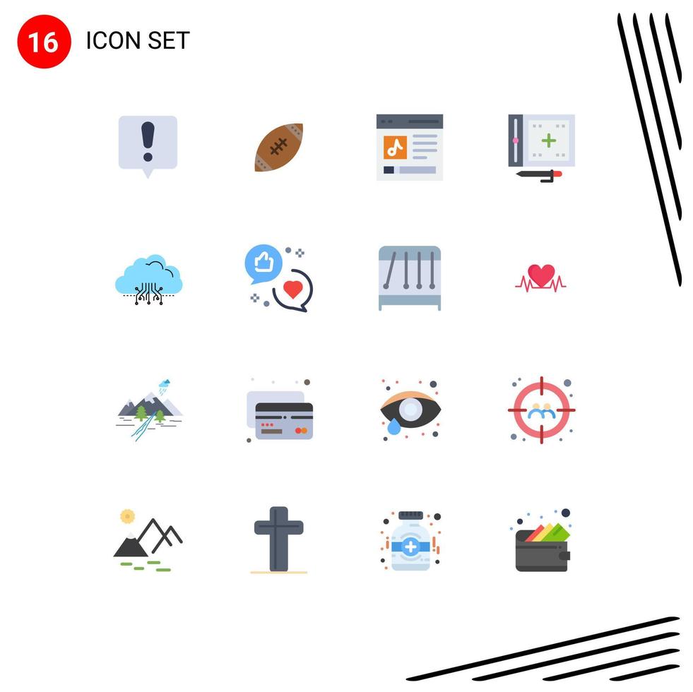 Flat Color Pack of 16 Universal Symbols of programing development communication design user Editable Pack of Creative Vector Design Elements