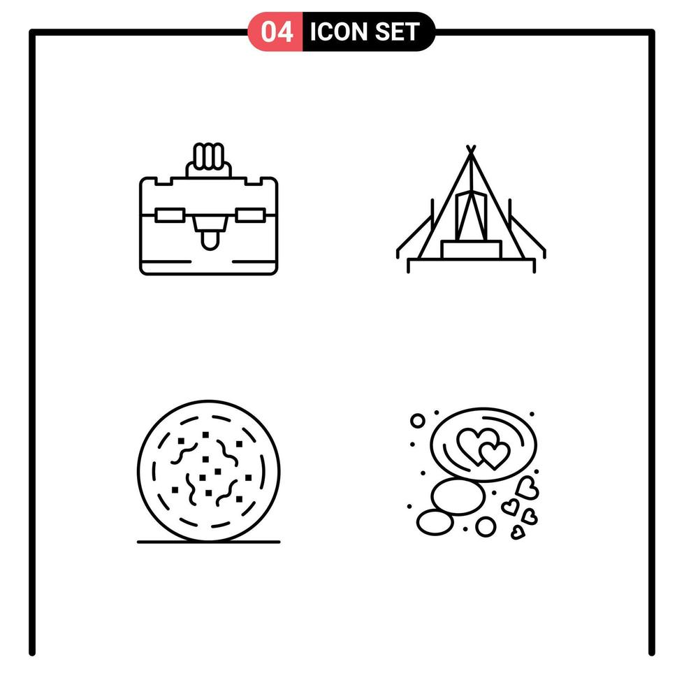 User Interface Pack of 4 Basic Filledline Flat Colors of bag rotten tent campsite worm Editable Vector Design Elements
