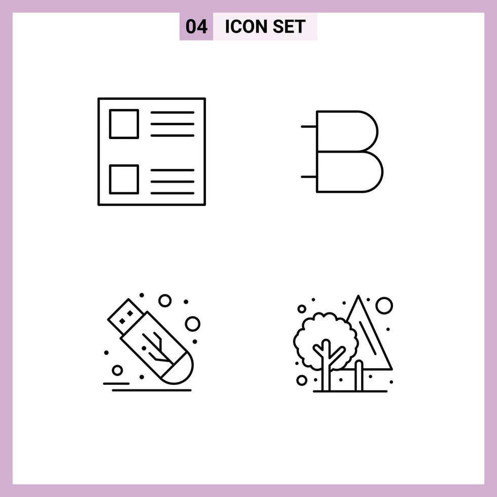 4 Line concept for Websites Mobile and Apps checkbox flash bytecoin cryptocurrency usb Editable Vector Design Elements