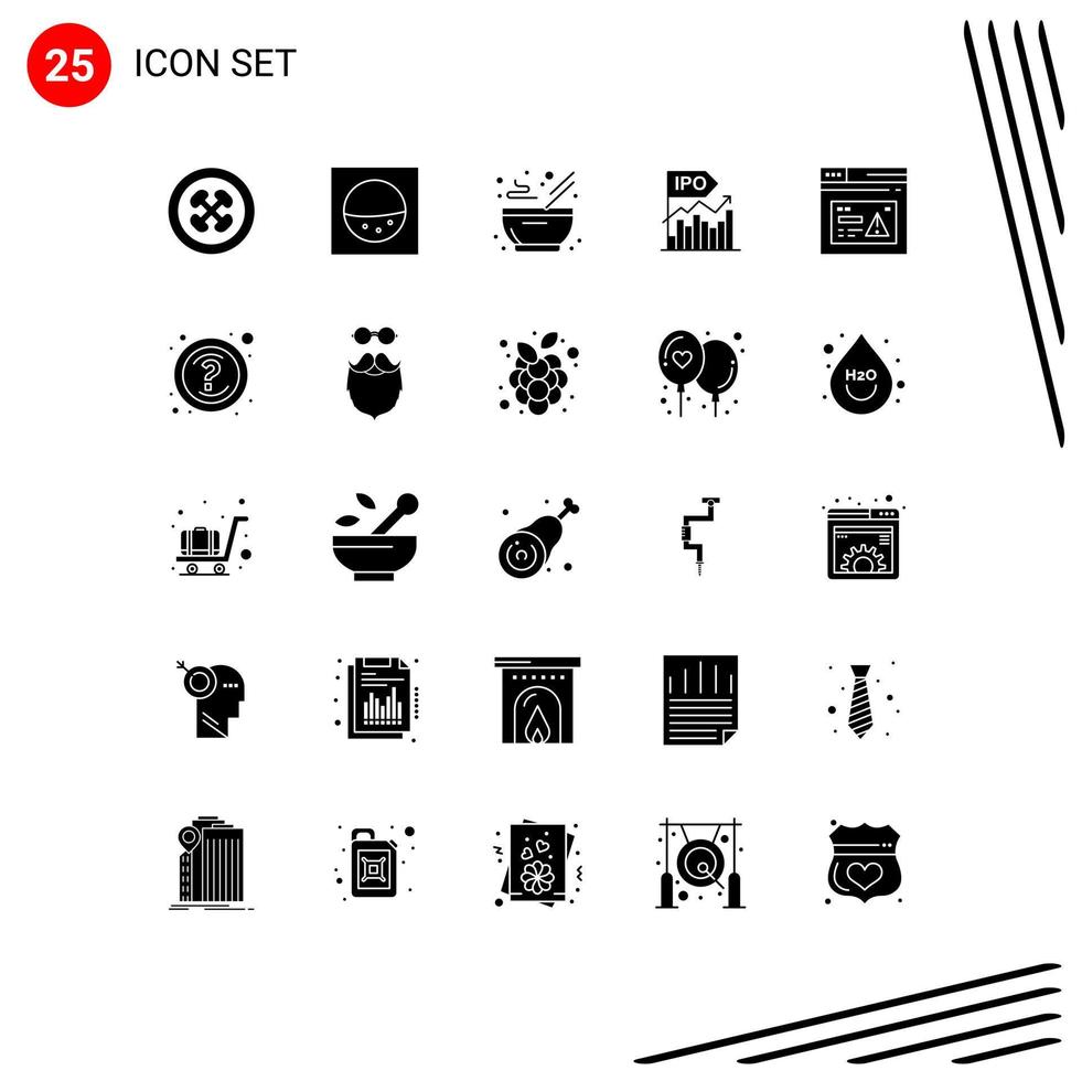 Pictogram Set of 25 Simple Solid Glyphs of internet offer food modern business Editable Vector Design Elements