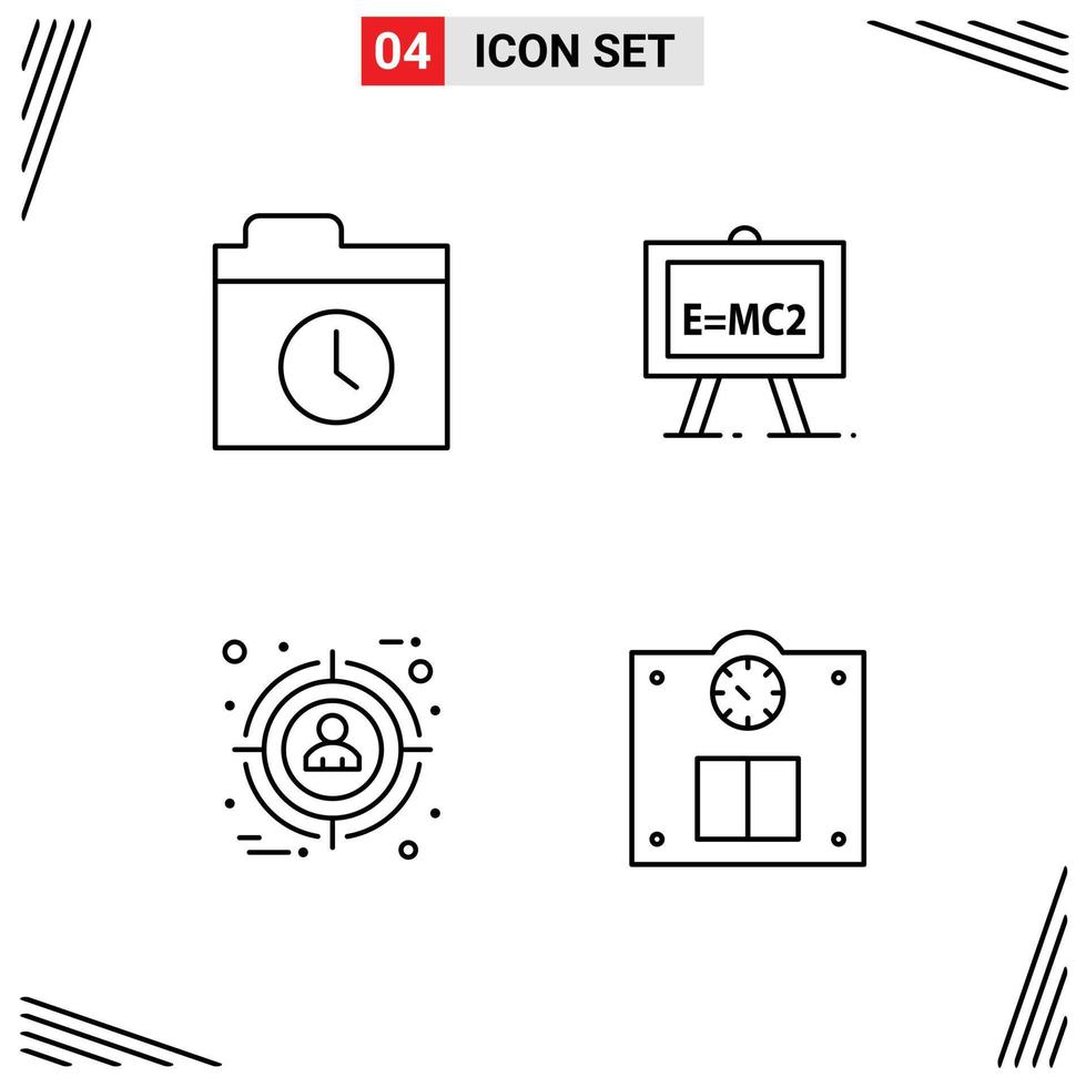 User Interface Pack of 4 Basic Filledline Flat Colors of backup target chemistry science formula floor Editable Vector Design Elements