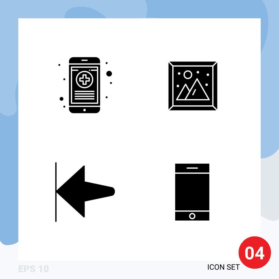 Modern Set of 4 Solid Glyphs and symbols such as medical home rx living device Editable Vector Design Elements