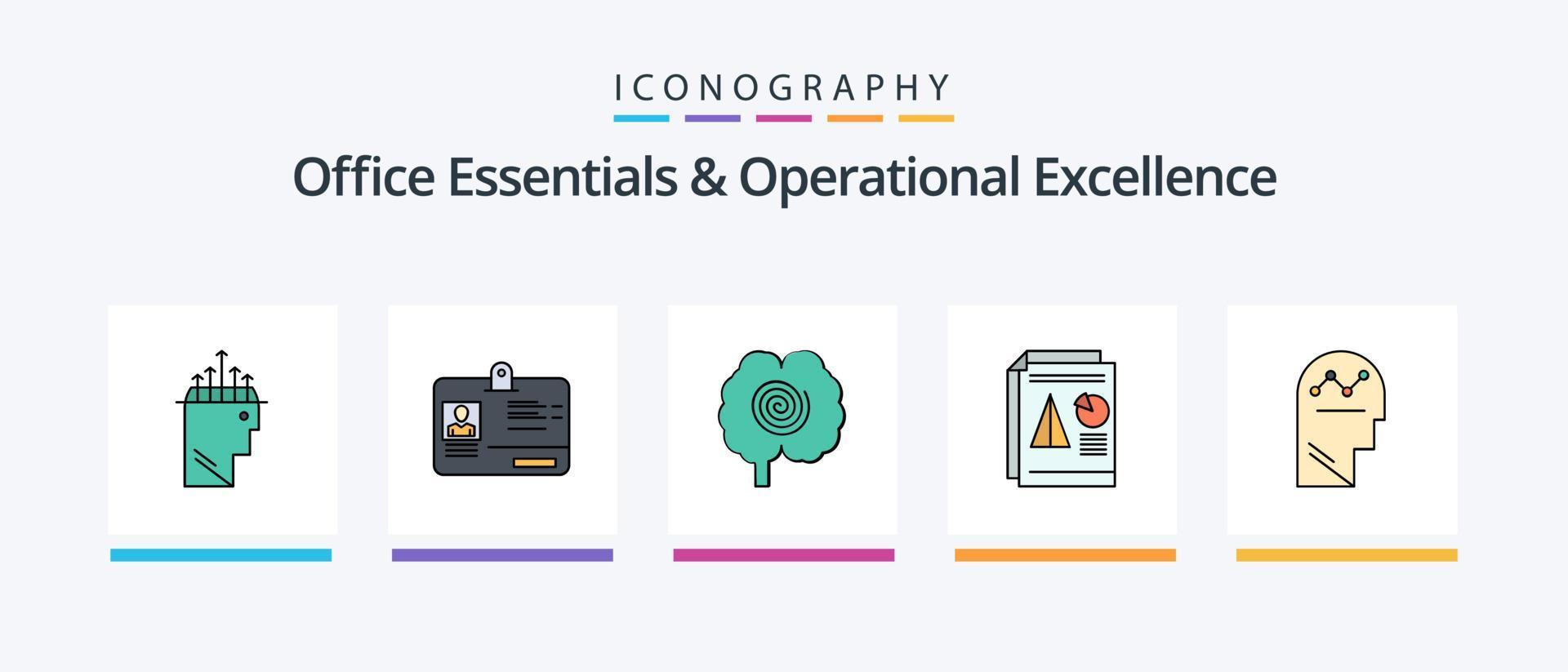 Office Essentials And Operational Exellence Line Filled 5 Icon Pack Including reading. popup. search. message. chat. Creative Icons Design vector