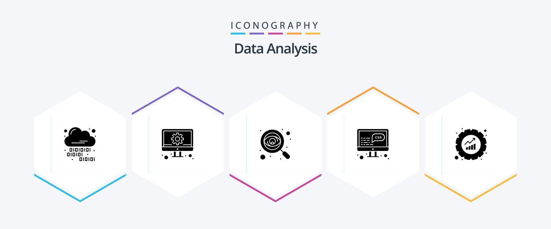 Data Analysis 25 Glyph icon pack including chart. development. business. data. search vector