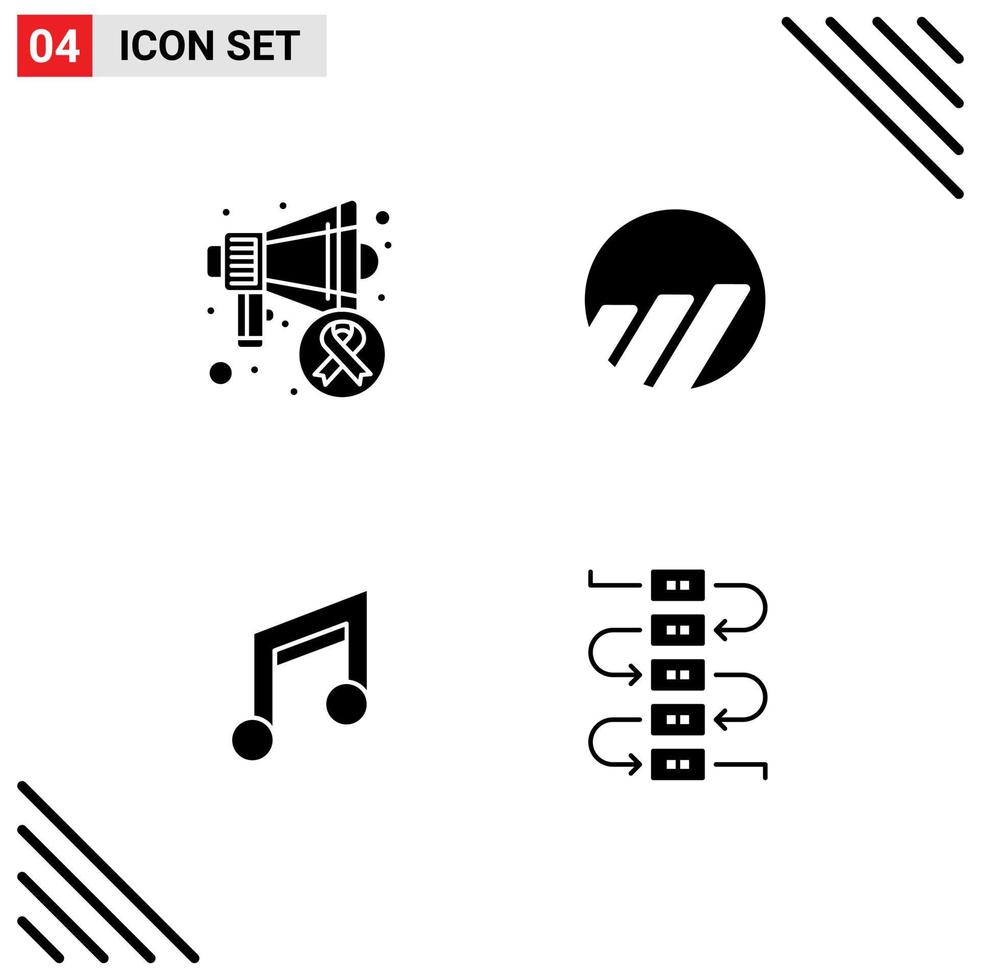 Pack of 4 Modern Solid Glyphs Signs and Symbols for Web Print Media such as speaker basic world crypto mobile Editable Vector Design Elements