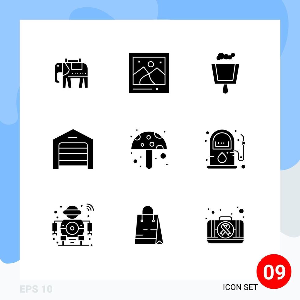 9 Universal Solid Glyph Signs Symbols of energy food ingredient dustpan food structure Editable Vector Design Elements