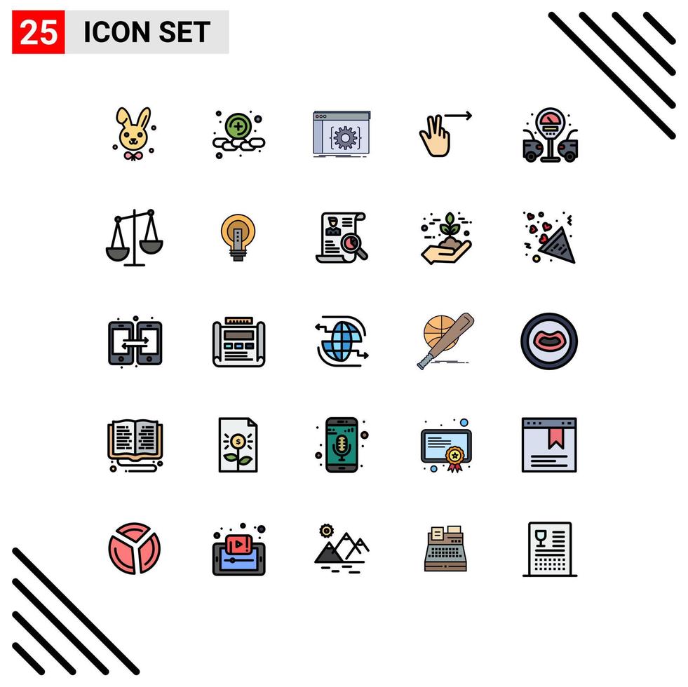 25 Thematic Vector Filled line Flat Colors and Editable Symbols of balance life coding city gesture Editable Vector Design Elements