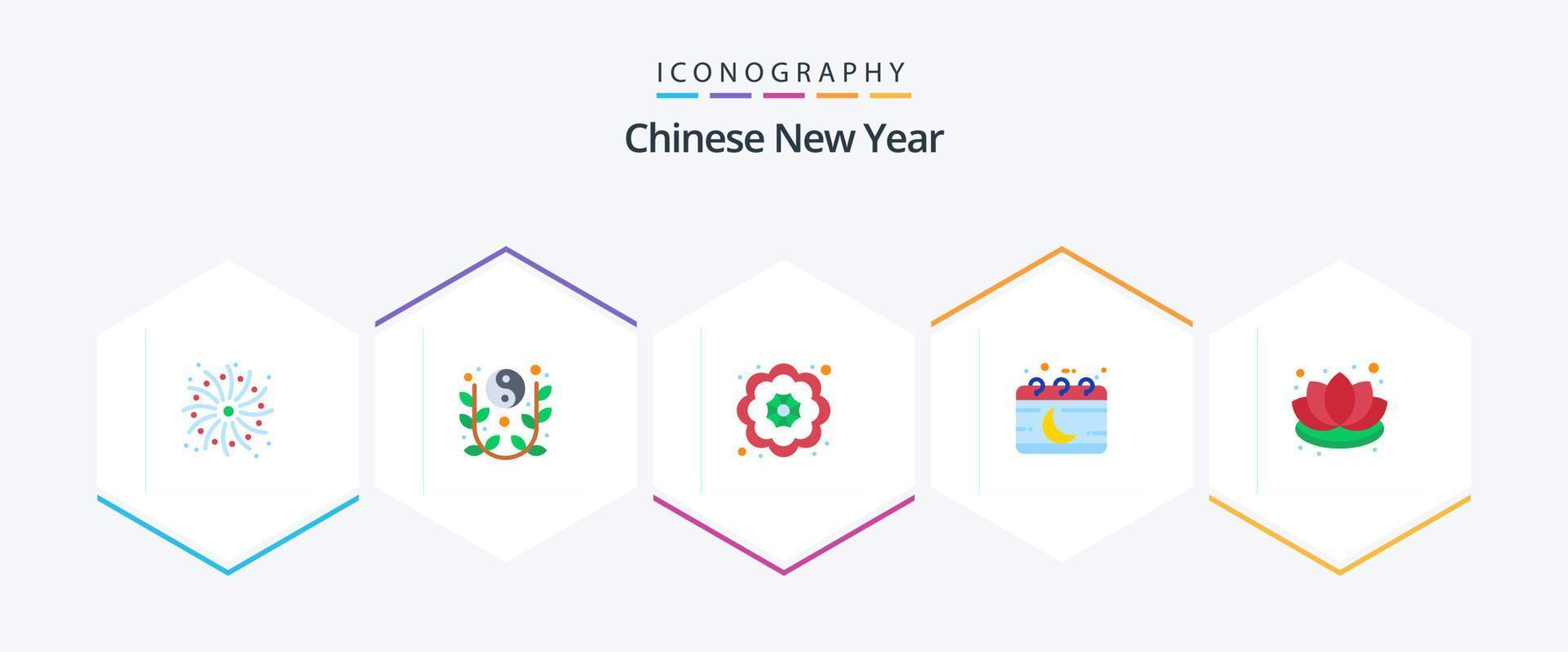 Chinese New Year 25 Flat icon pack including decorations. moon. decorative. month. chinese vector