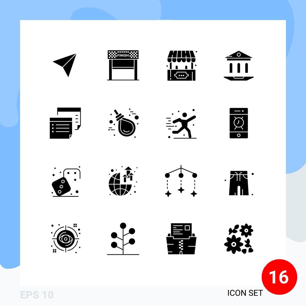 User Interface Pack of 16 Basic Solid Glyphs of notes education ticket office web internet Editable Vector Design Elements