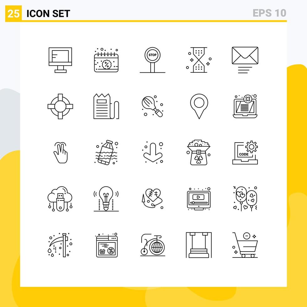 Group of 25 Lines Signs and Symbols for message wait board ui sand Editable Vector Design Elements