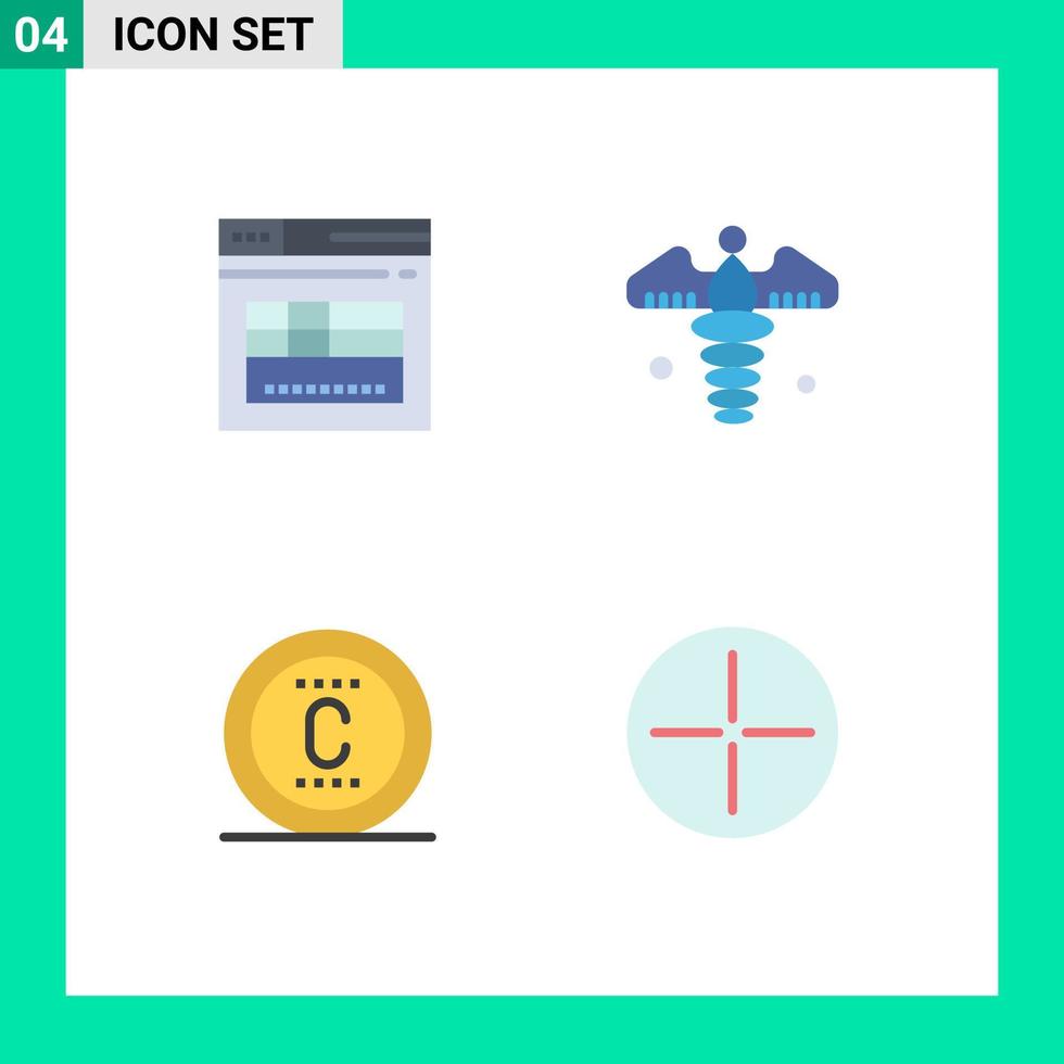 4 paquete de iconos planos de interfaz de usuario de signos y símbolos modernos del sitio web de protección de página elementos de diseño vectorial editables de marca registrada de signos médicos vector