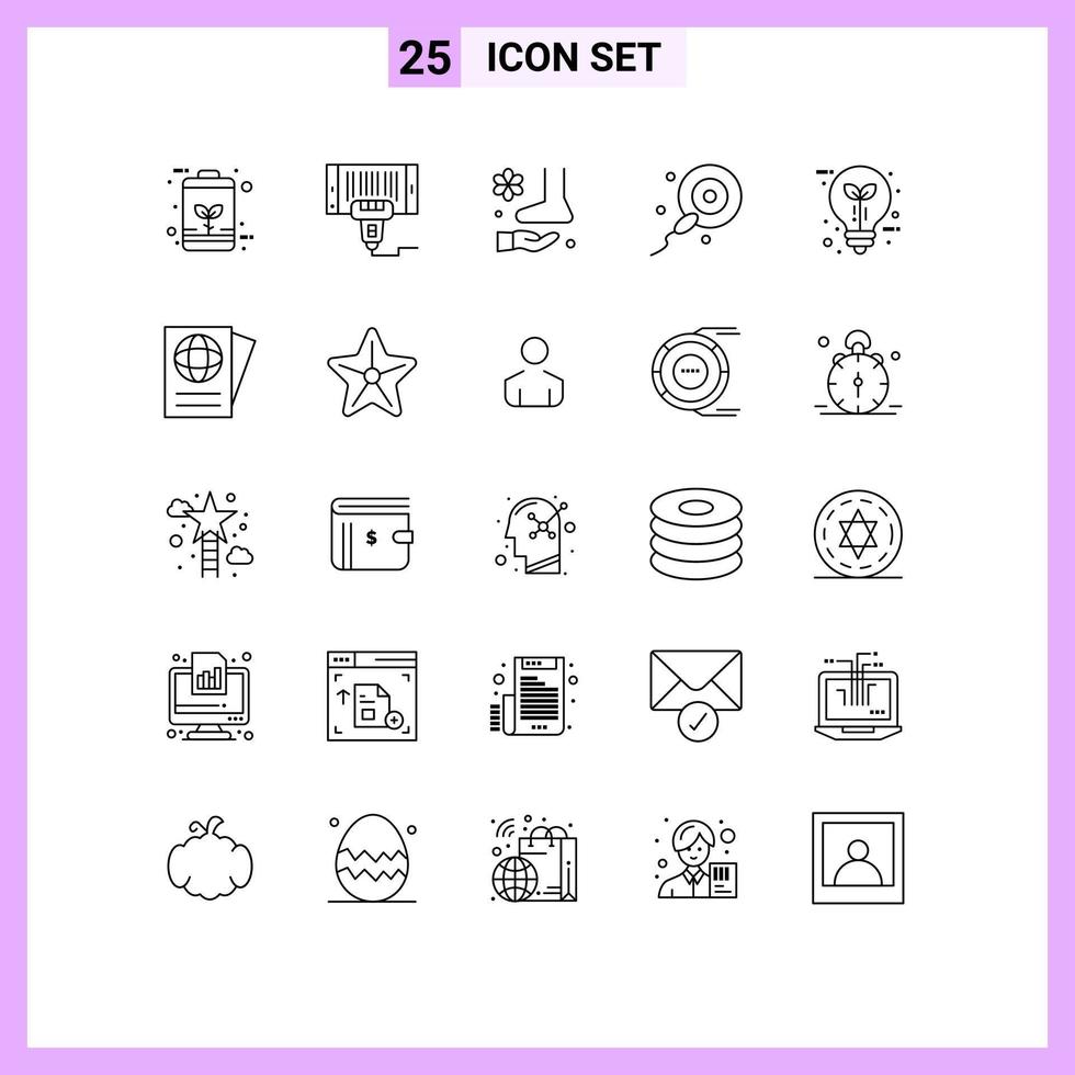 Set of 25 Modern UI Icons Symbols Signs for bio fertilization scan therapy relax Editable Vector Design Elements