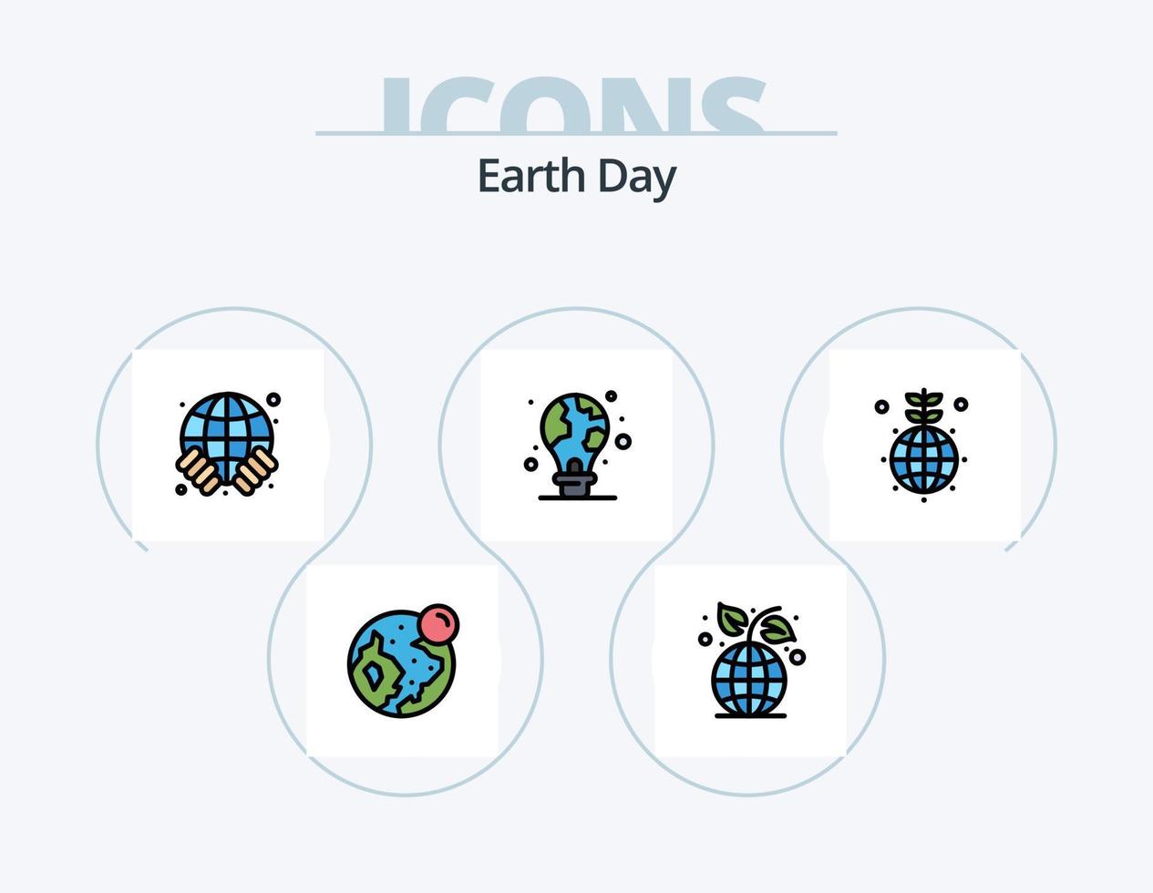paquete de iconos llenos de línea del día de la tierra 5 diseño de iconos. seguro. tierra. tierra. tierra. proteger vector